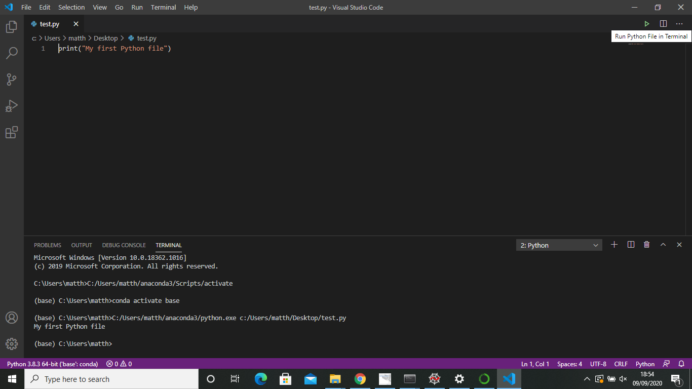 VS Code run