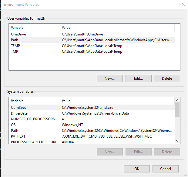 Edit environment variables 2